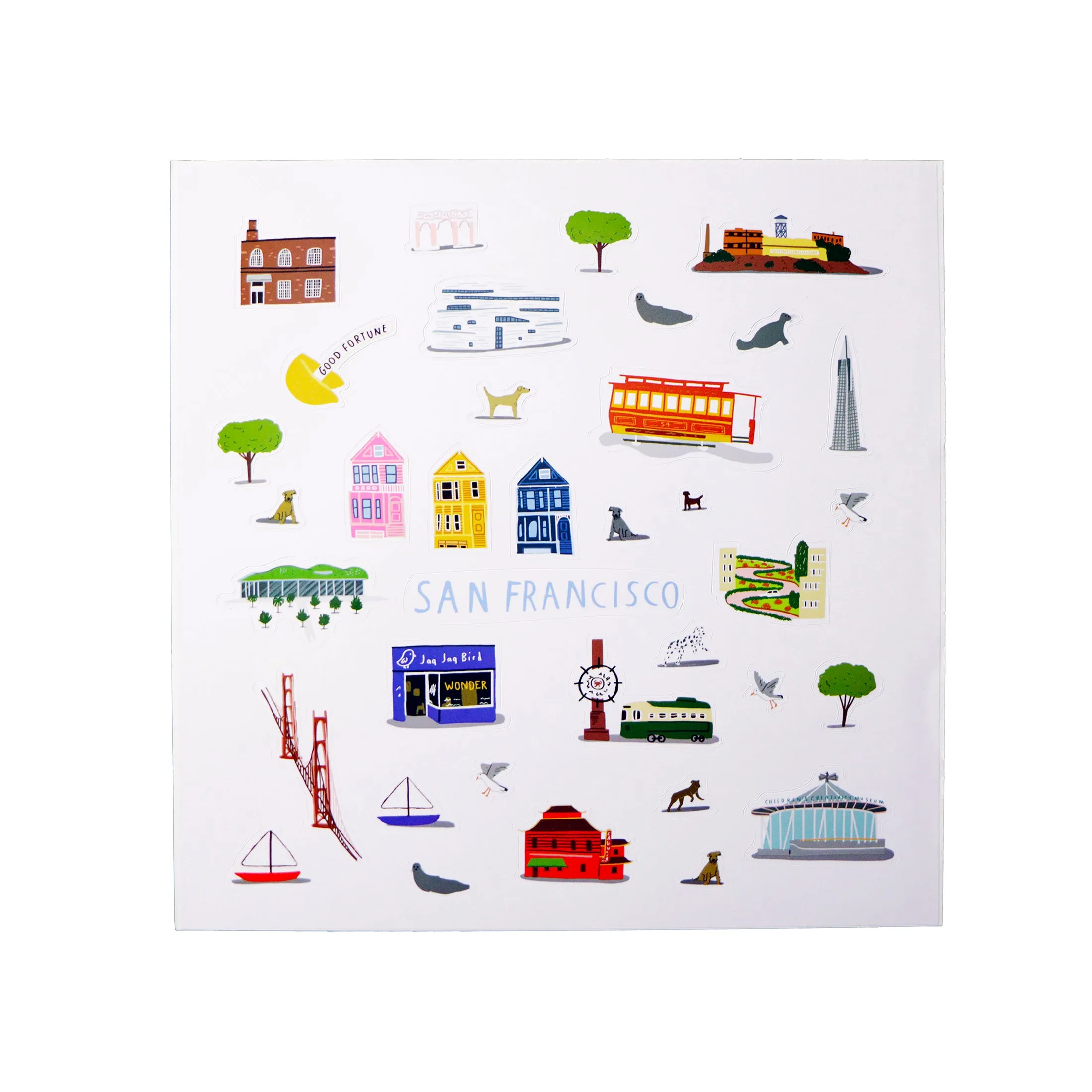 San Francisco Waterproof Stickers Activity Set Reusable Map Guide