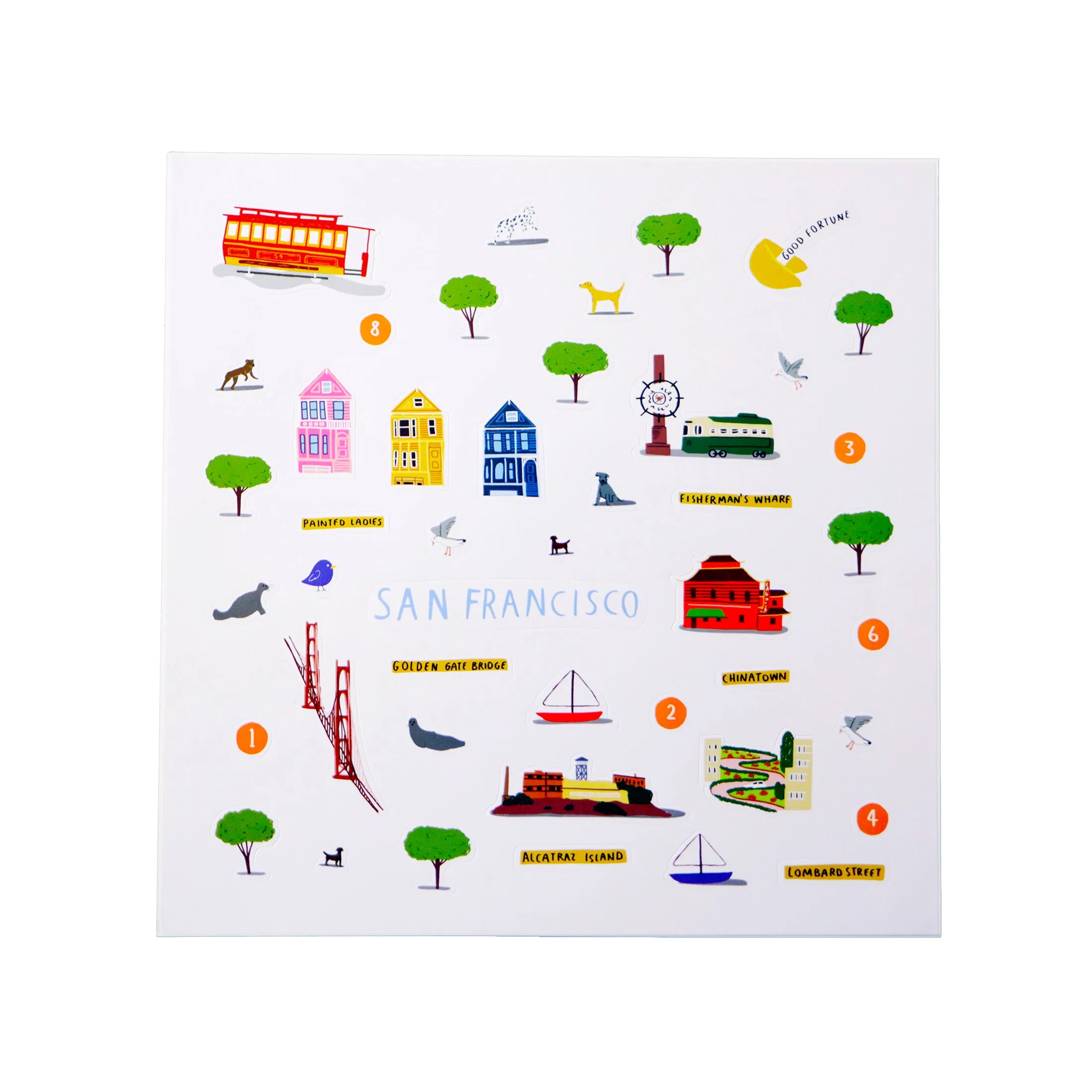 San Francisco Waterproof Stickers Activity Set Reusable Map Guide