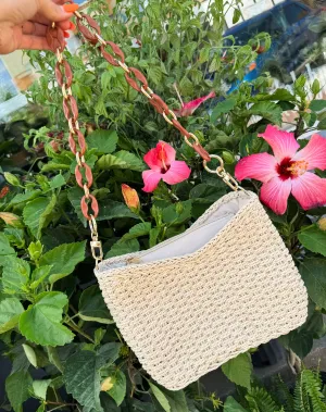 STAYCATION STRAW SHOULDER BAG-CREAM