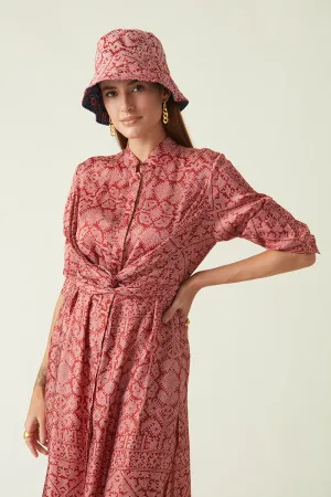 Summer Hat Cotton Satin Irene Printed Reversible-Java E2-Fashion Edit-JV-HAT-02-Payal Pratap
