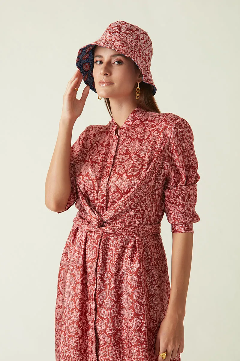 Summer Hat Cotton Satin Irene Printed Reversible-Java E2-Fashion Edit-JV-HAT-02-Payal Pratap