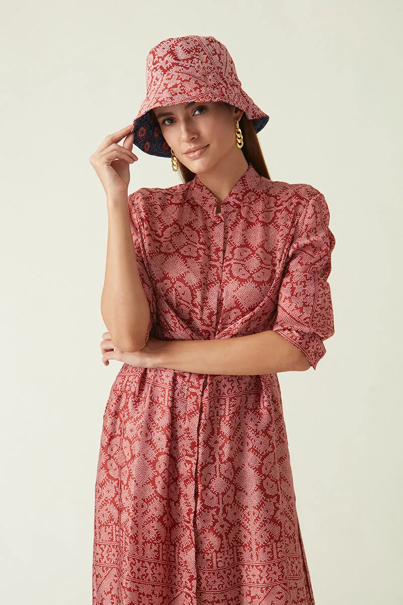 Summer Hat Cotton Satin Irene Printed Reversible-Java E2-Fashion Edit-JV-HAT-02-Payal Pratap