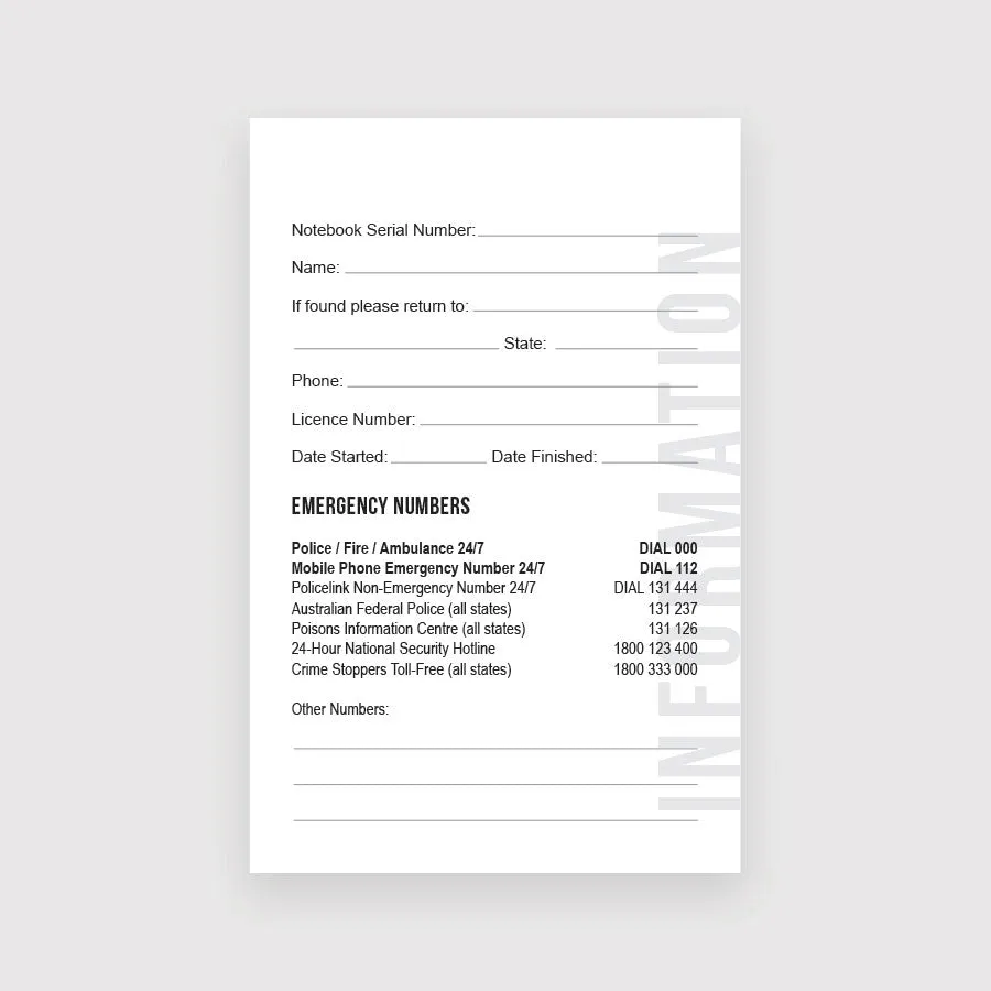 Tactical Gear Law Enforcement Security Notebook
