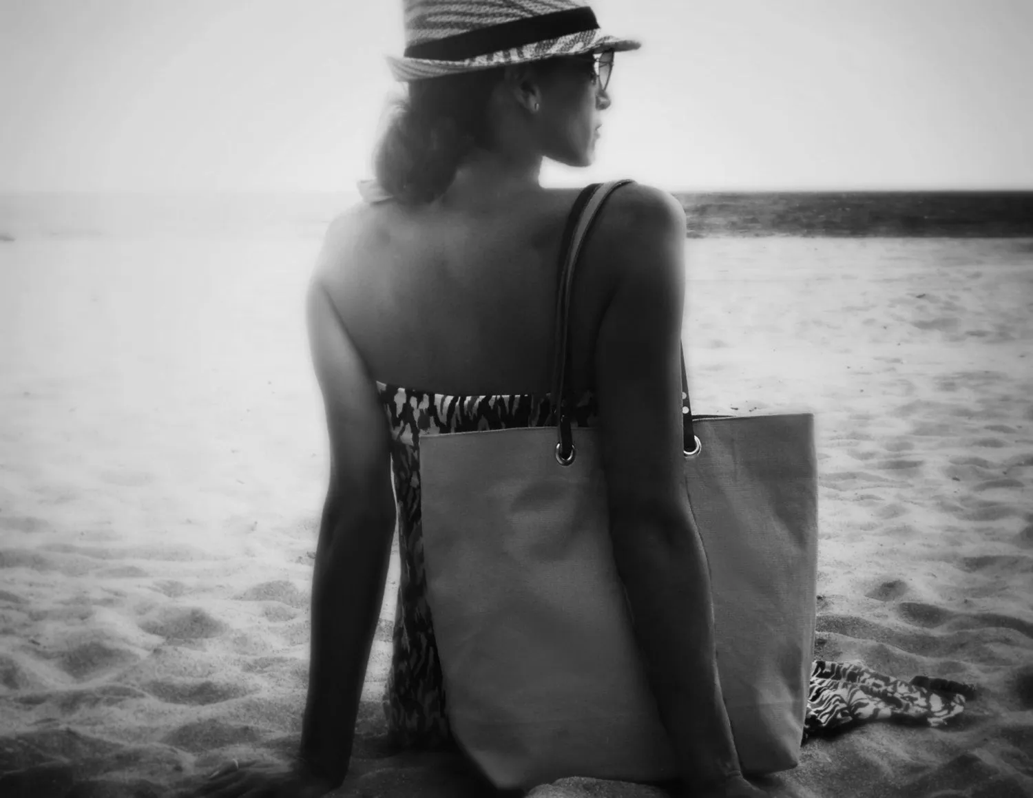 Taupe Linen Beach Bag by Independent Reign