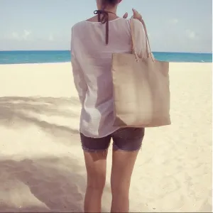 Taupe Linen Beach Bag by Independent Reign