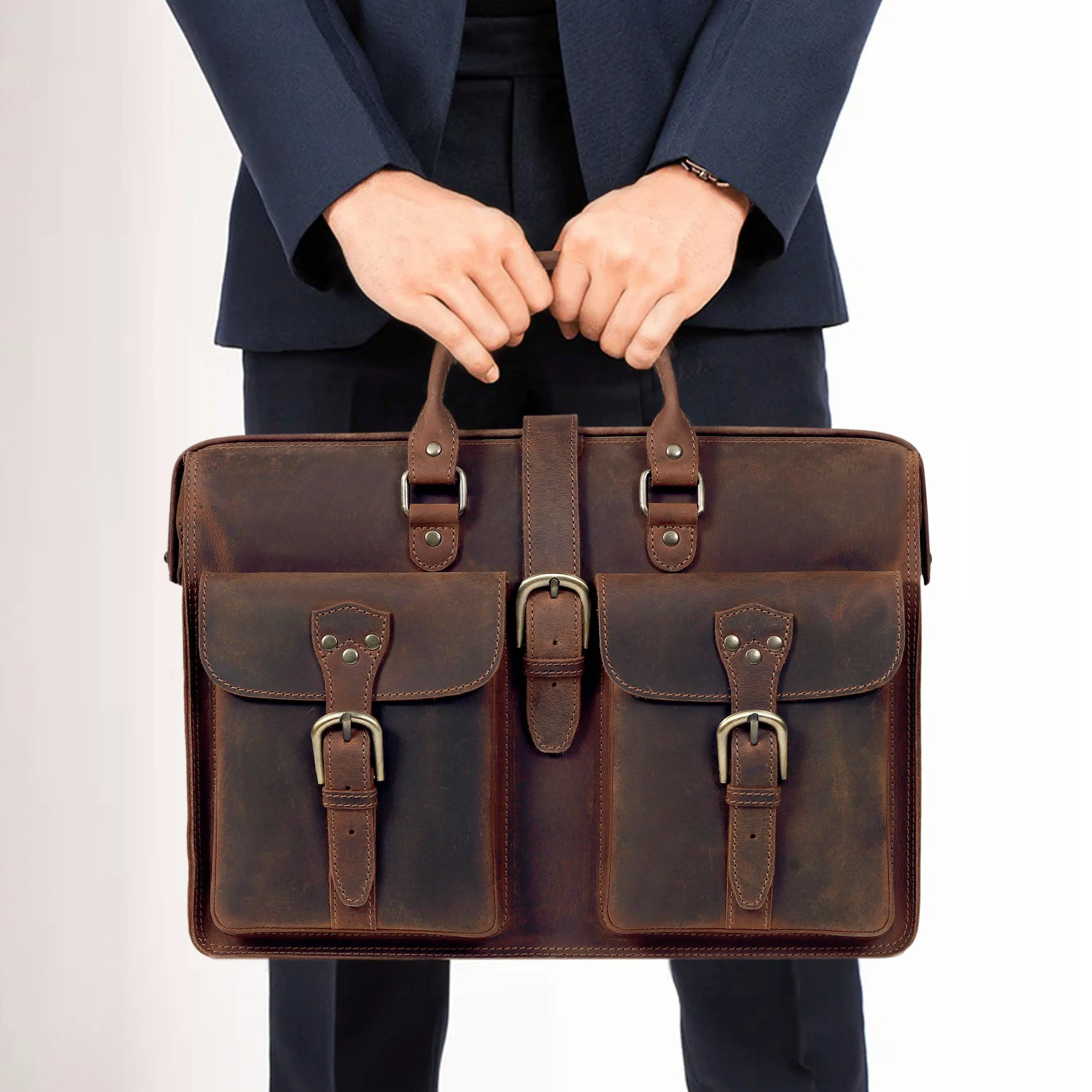 The Atlantic Buffalo Leather Briefcase