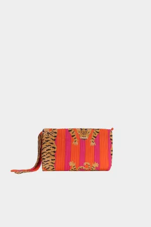 Tiger Color Stripes Pouch in Fuchsia and Orange