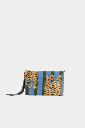 Tiger Color Stripes Pouch in Green and Blue