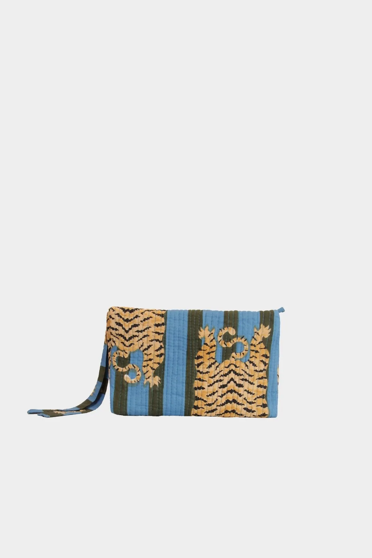 Tiger Color Stripes Pouch in Green and Blue