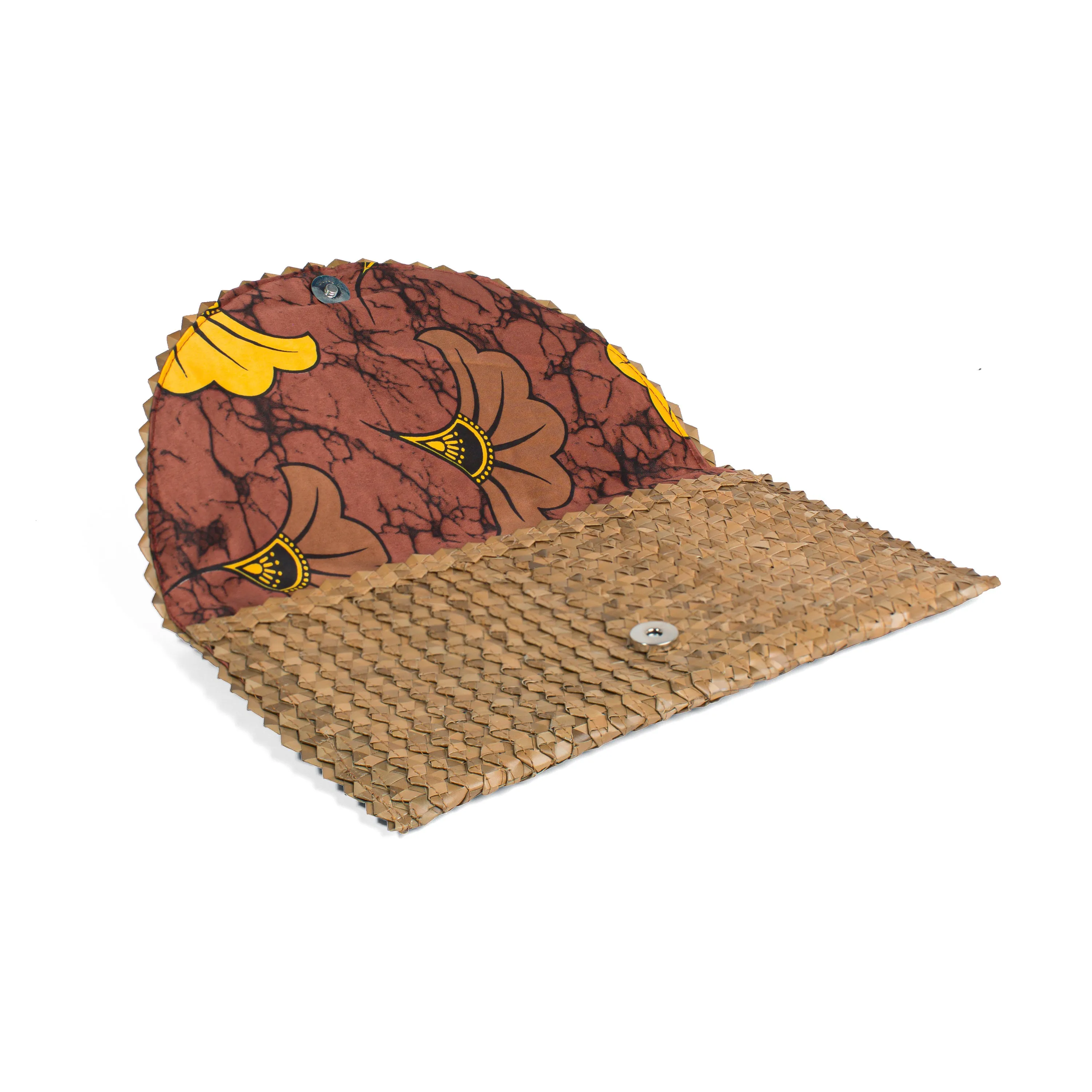 Tinu Brown - Silk African Print Rattan Purse