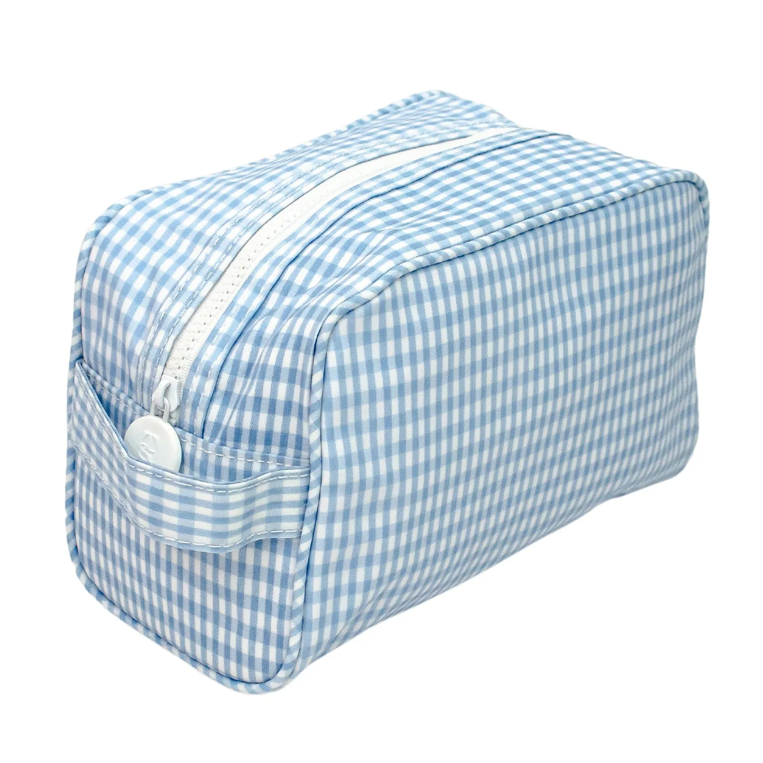 TRVL Design - Stowaway Zip Bag - Makeup Bag - Baby Gift - Light Blue Gingham