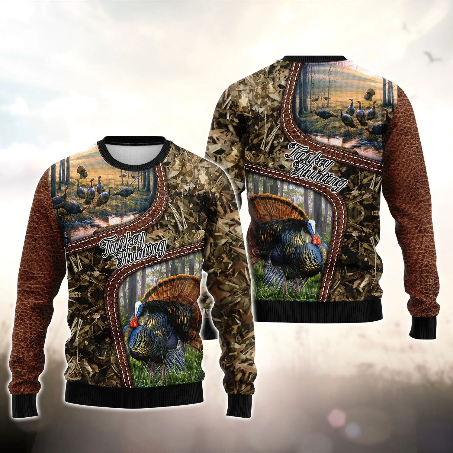 Turkey Bird Hunting Animal Hunter Camo Tattoo 3D All Over Printed Shirt