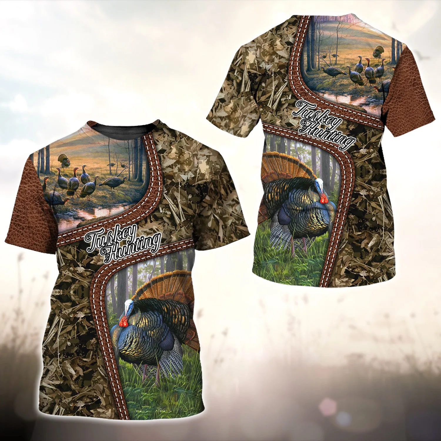 Turkey Bird Hunting Animal Hunter Camo Tattoo 3D All Over Printed Shirt