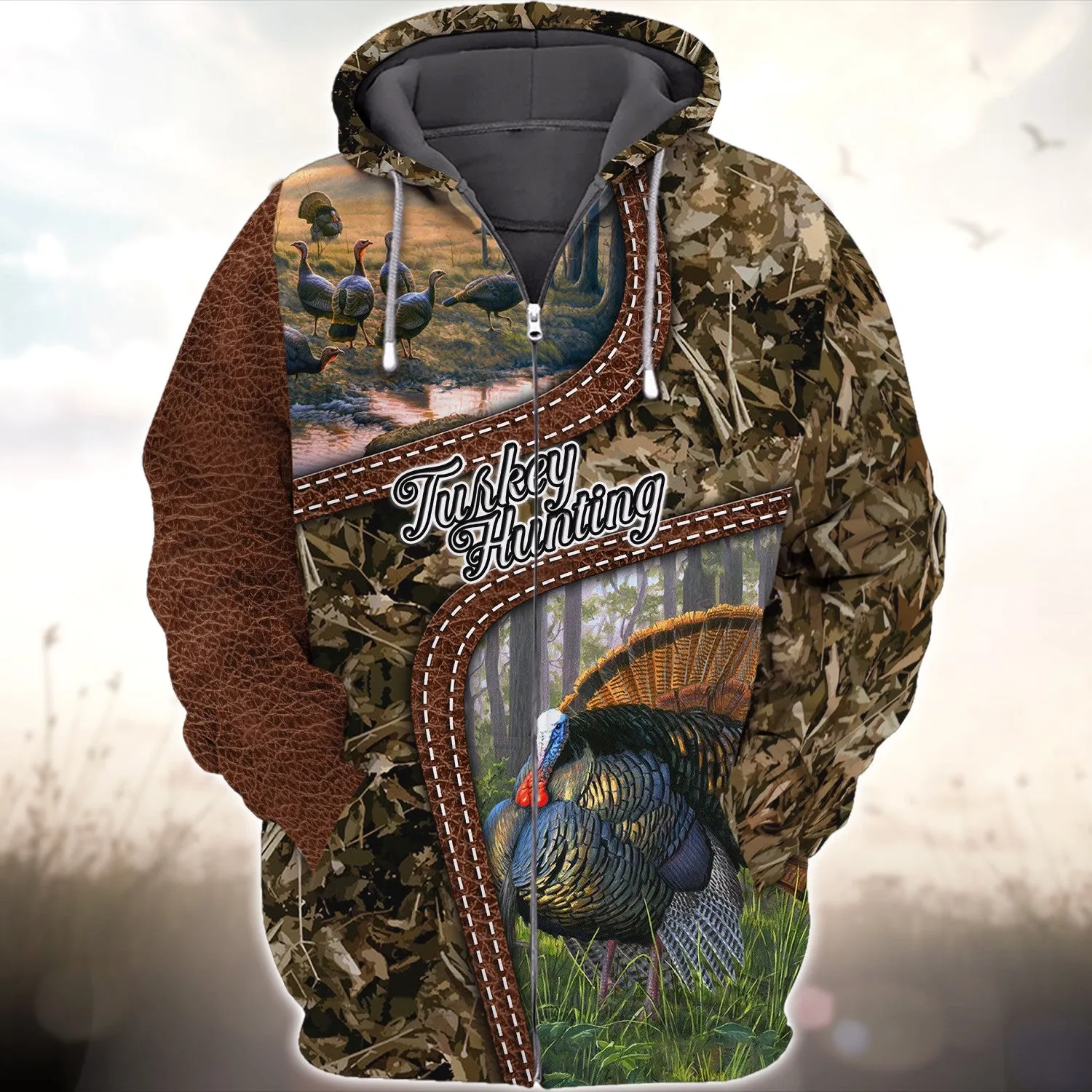 Turkey Bird Hunting Animal Hunter Camo Tattoo 3D All Over Printed Shirt