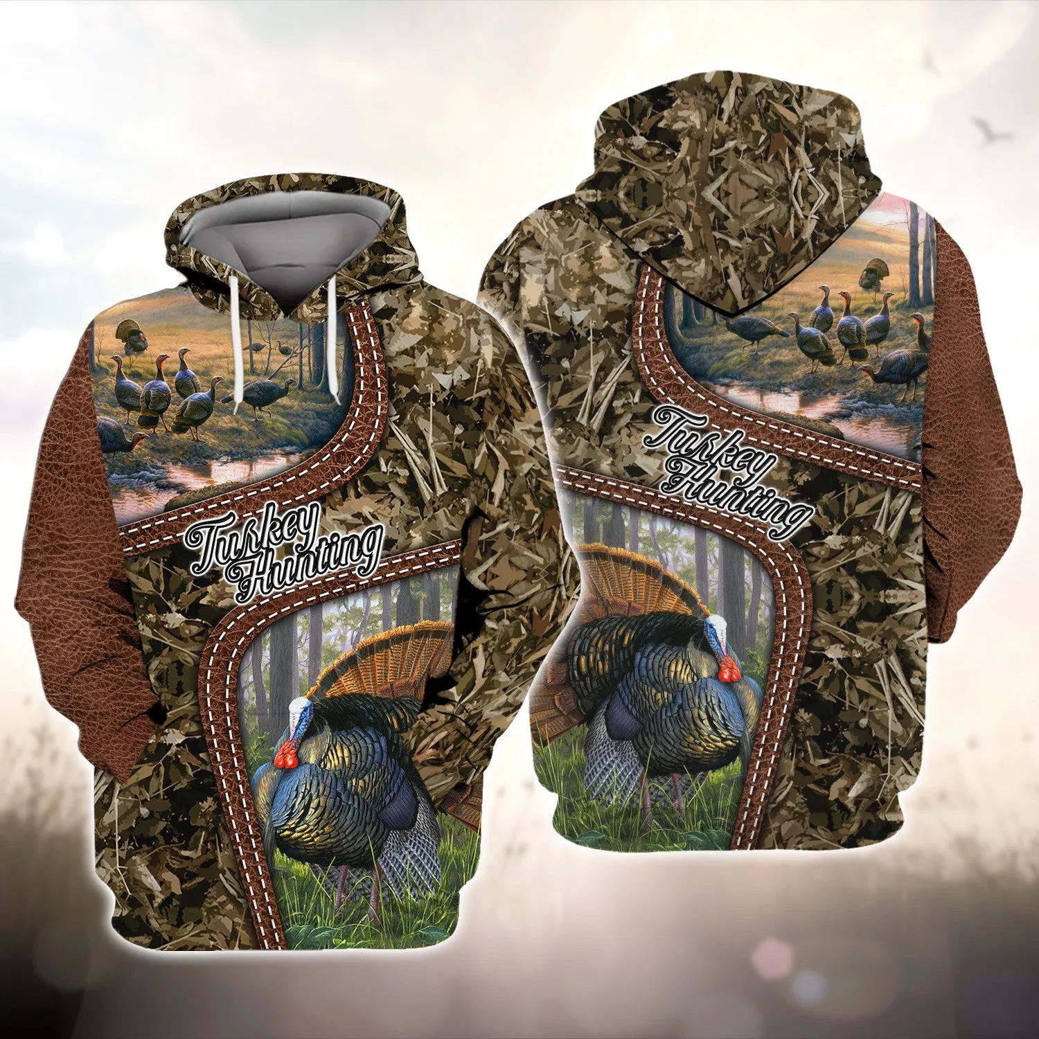 Turkey Bird Hunting Animal Hunter Camo Tattoo 3D All Over Printed Shirt