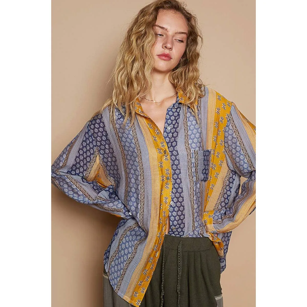 Vintage wash printed  shirt