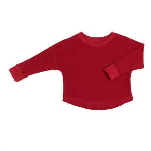Waffle Dolman - Deep Red