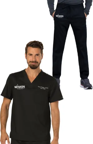 WHASN Men's Scrub Top & Bottom Set