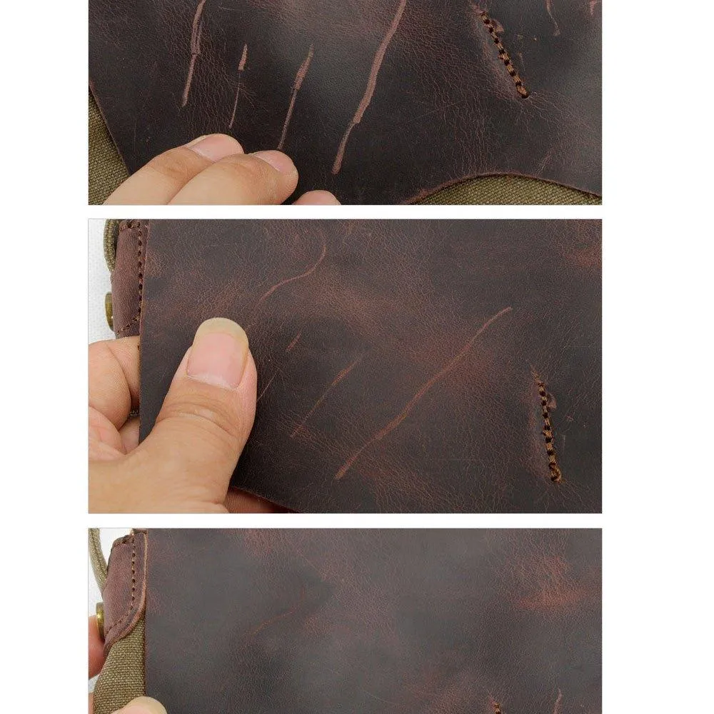Woosir Crossbody Laptop Bag Mens Canvas and Leather