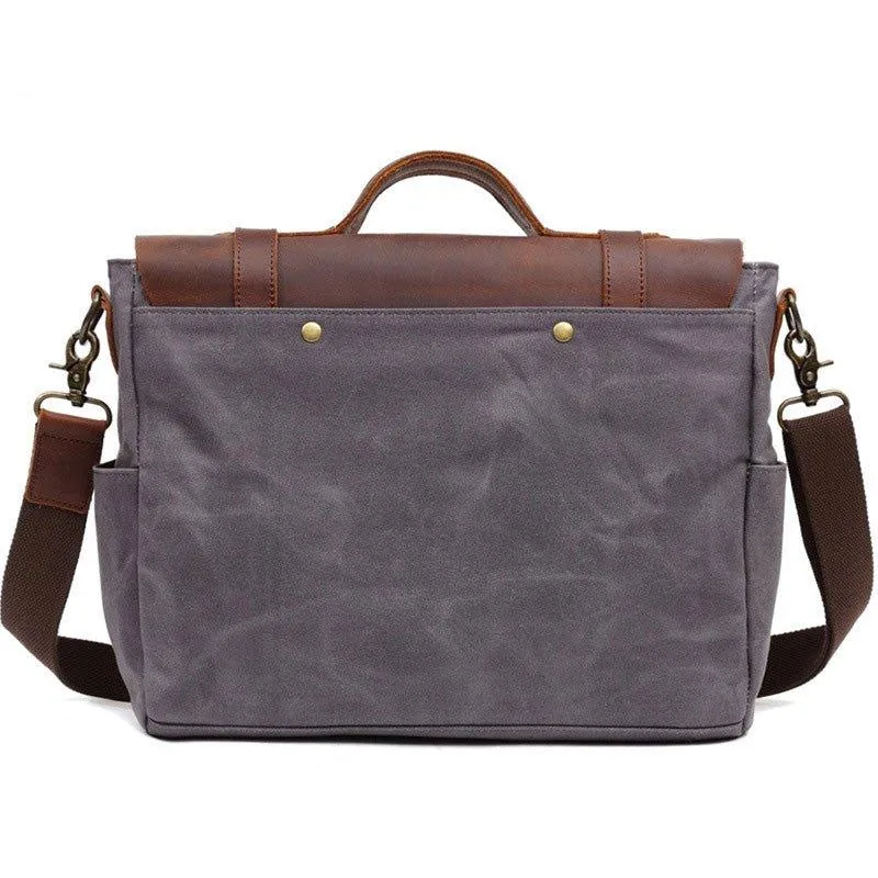 Woosir Crossbody Laptop Bag Mens Canvas and Leather