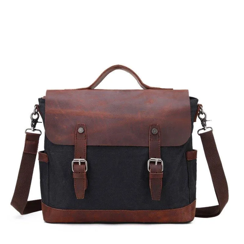 Woosir Mens Canvas Satchel Bags Waterproof Briefcase 14"
